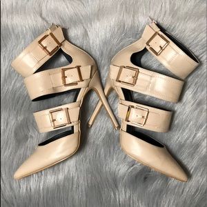 Nude Zip-up Stilettos